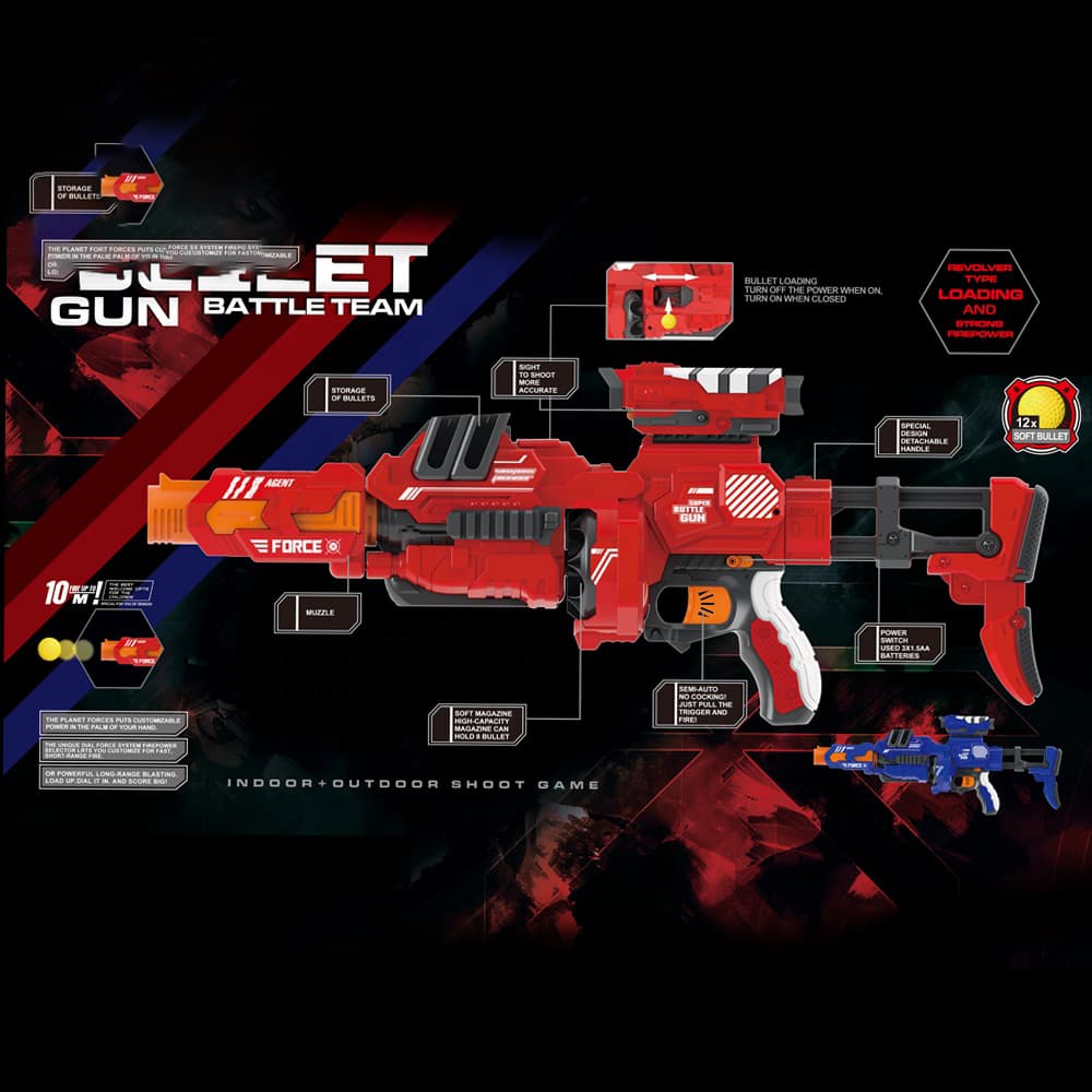 تفنگ اسباب بازی باتریخور مدل BULLET GUN کد 668 — تصویر ۱۰