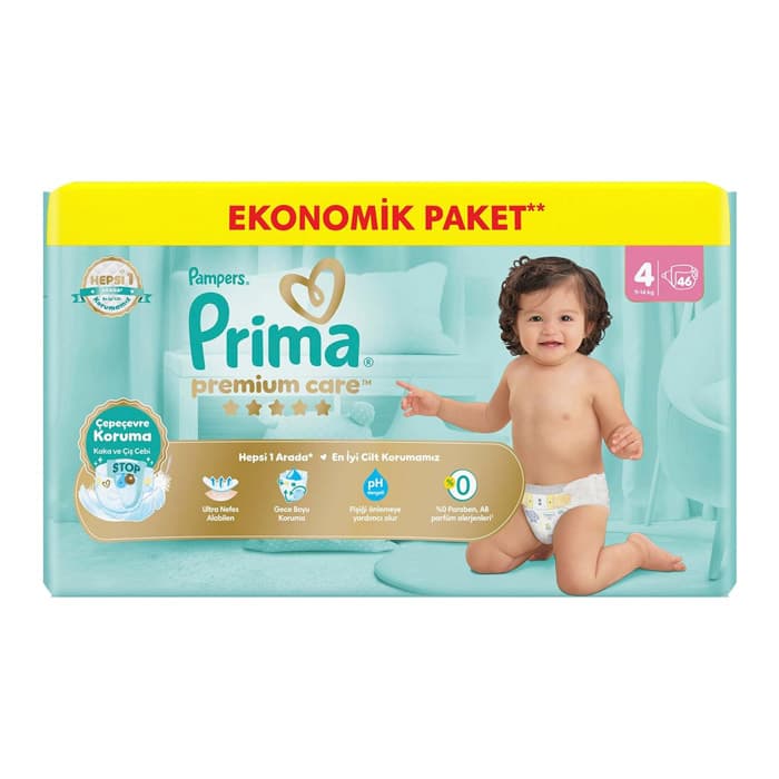 پوشک سایز4 بسته 46 عددی پریما پمپرز Prima Pampers (اورجینال)