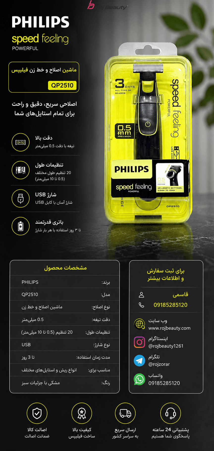 وان بلید ژیلت برقی فیلیپس مدل QP2510 (AR) — تصویر ۶