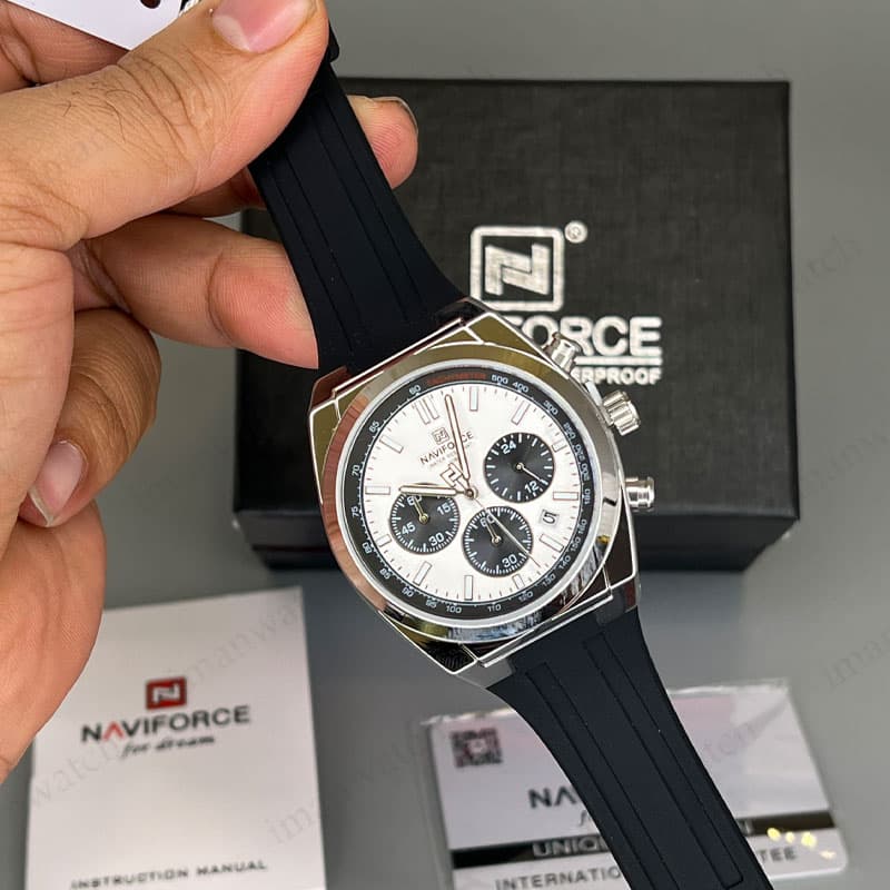 ساعت مچی مردانه نیوی فورس استیل صفحه سفید NaviForce NF 8080 — تصویر ۱۱