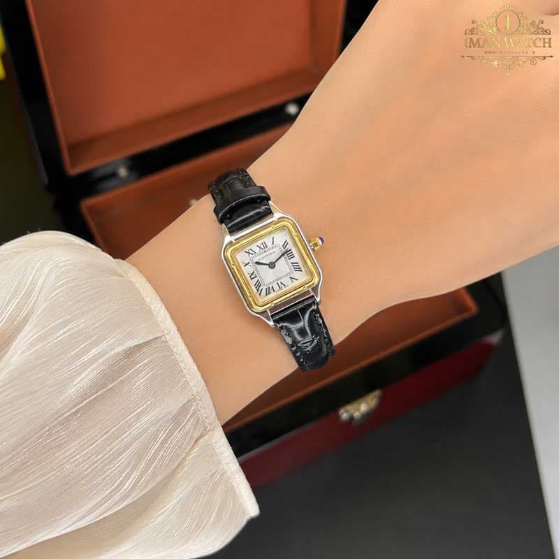 ساعت مچی کارتیر زنانه پنتر دو رنگ طلایی صفجه سفید Cartier 2566 — تصویر ۱۰