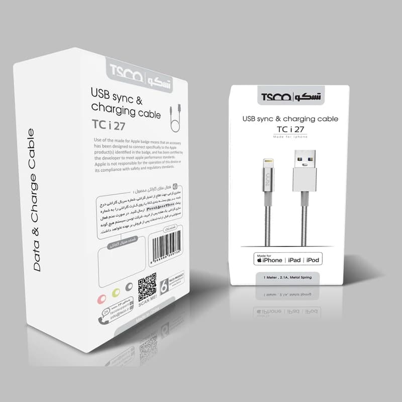 کابل تبدیل USB به لایتنینگ تسکو مدل TC i27 طول 1 متر — تصویر ۱۲