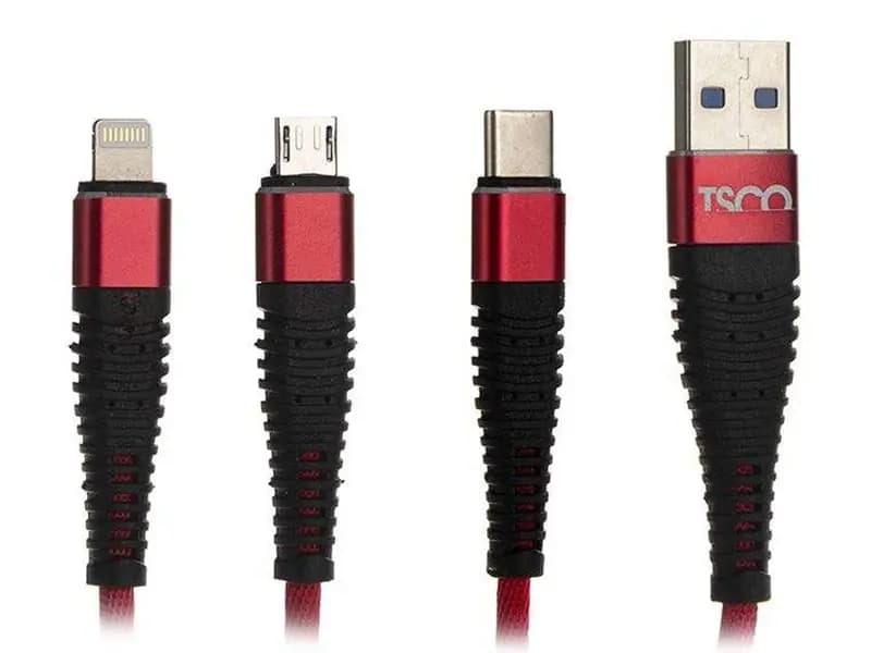 کابل تبدیل USB به MicroUSB/Lightning/type-C تسکو مدل TC A100 طول 1.2 متر — تصویر ۹