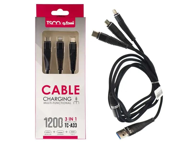 کابل تبدیل USB به MicroUSB/Lightning/type-C تسکو مدل TC A100 طول 1.2 متر — تصویر ۱۰