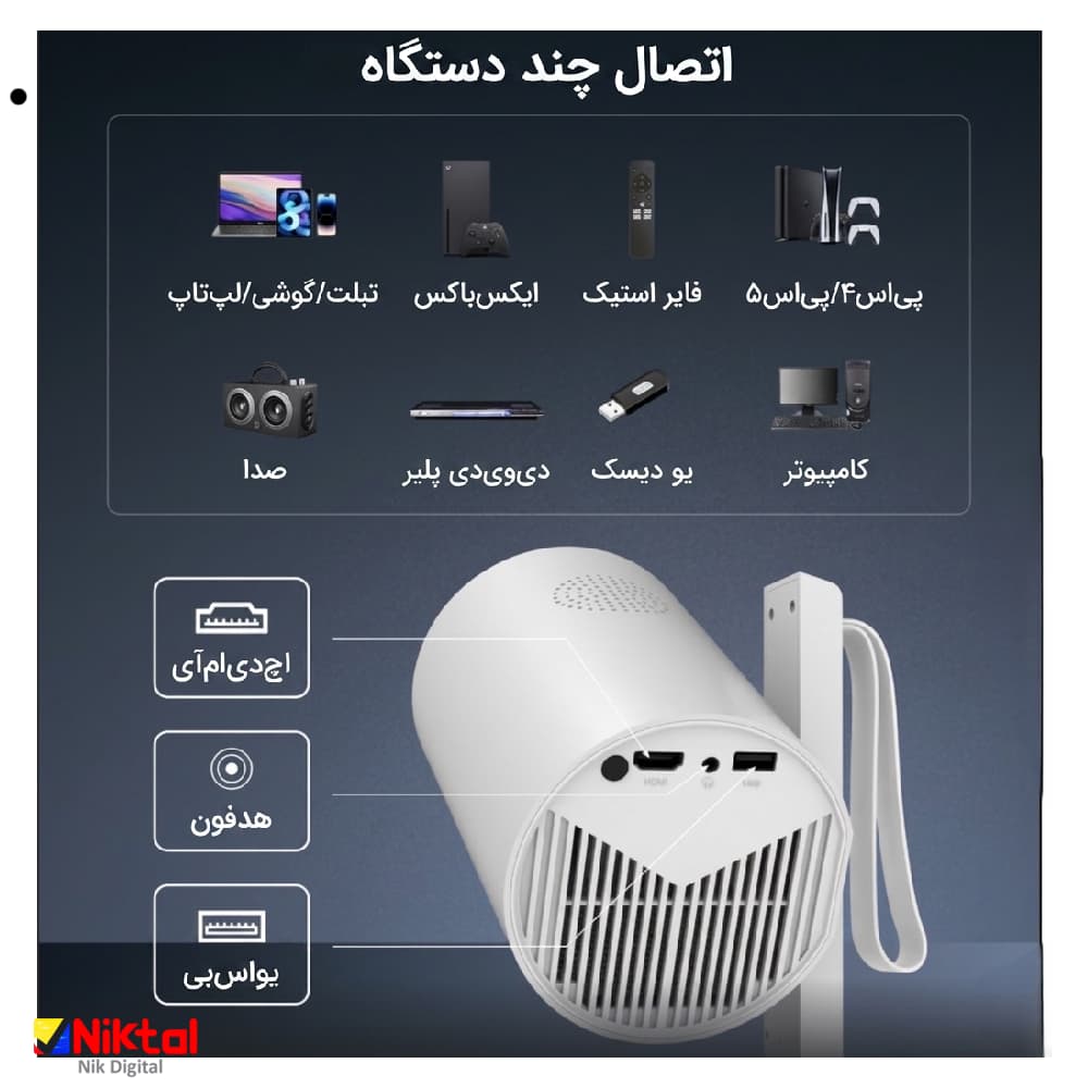 پروژکتور سینمای خانگیR3P | با قابلیت پخش تلویزیون و اندروید و پخش 4K — تصویر ۲