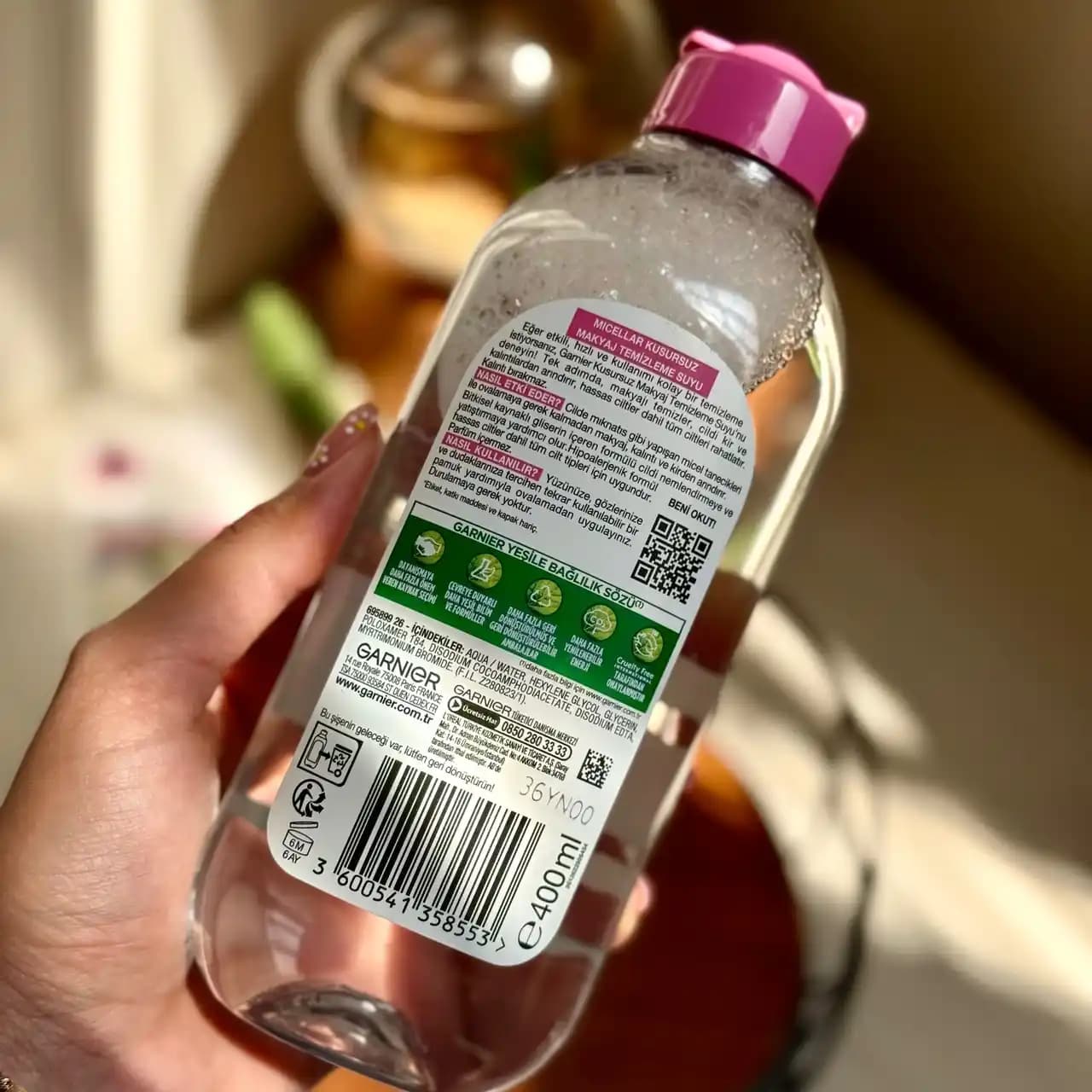 میسلار واتر گارنیر صورتی پوست حساس Micellar Cleansing Water حجم 400 میلی — تصویر ۴