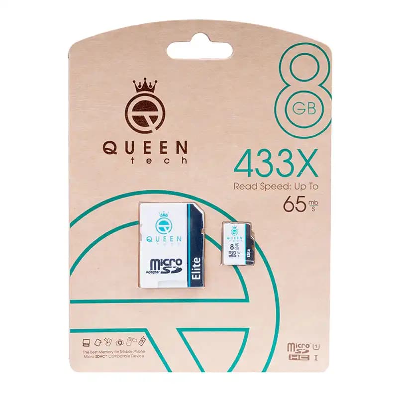 کارت حافظه 8 گیگابایت MicroSDXC کوئین تک مدل Elite 433X کلاس A2 سرعت 65 مگابایت بر ثانیه به همراه SD Card — تصویر ۸