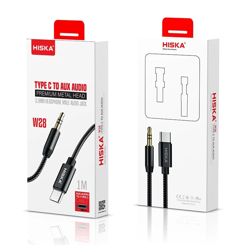 کابل تبدیل USB-C به AUX هیسکا مدل W28 طول 1 متر — تصویر ۲