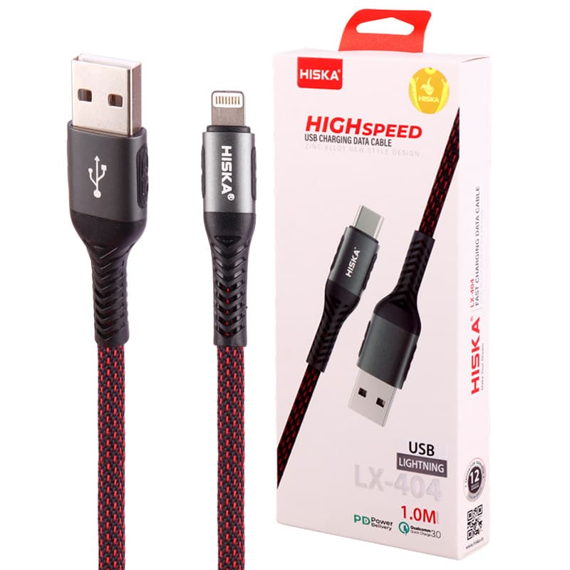 کابل آیفونی فست شارژ Hiska LX-404 6A PD QC3.0 1m — تصویر ۲