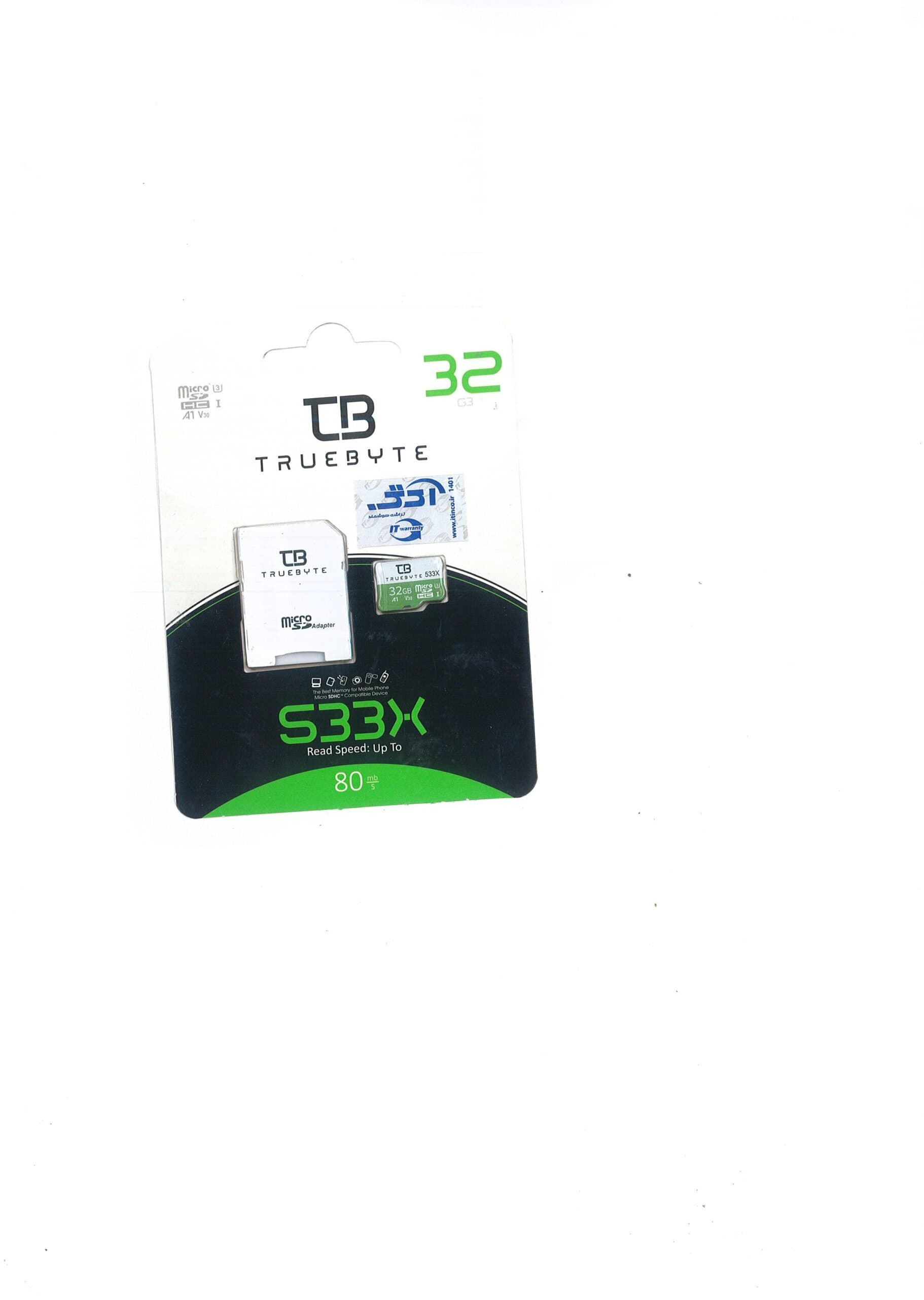 رم موبایل تروبایت (TRUE BYTE) مدل 32GB Micro SD 533X A1-V30 80MB/S خشاب دار — تصویر ۳