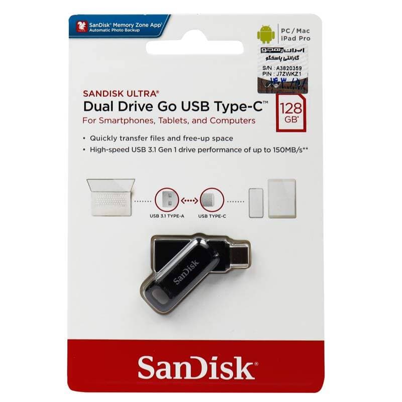 فلش ۱۲۸ گیگ سن دیسک SanDisk Dual Drive Go OTG Type-C USB3.1 — تصویر ۲