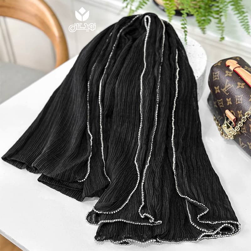 شال حاشیه خطی نگینی کد 33418