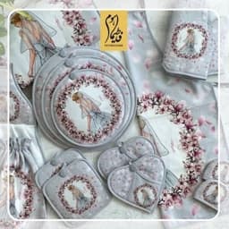 سرویس آشپزخانه مخمل 15 تکه مدل حنانه طرح 66 — تصویر ۲