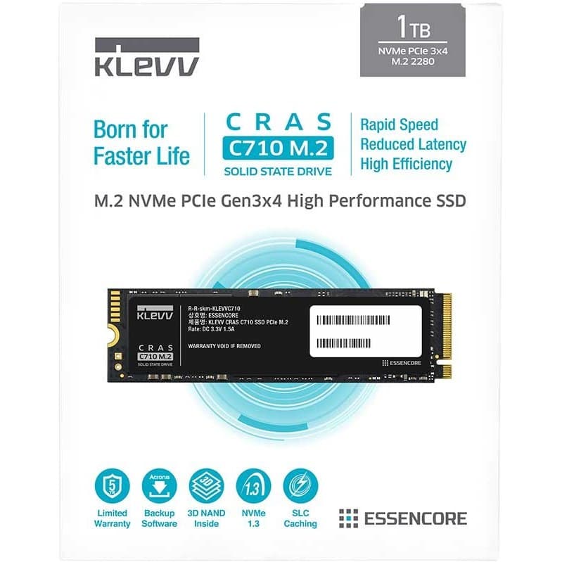 اس اس دی کلو CRAS C710 M.2 با ظرفیت 1 ترابایت ا Klevv CRAS C710 2280 NVMe Gen3x4 1TB M.2 SSD — تصویر ۳