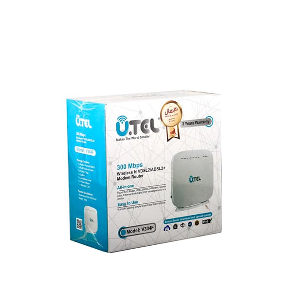 مودم VDSL/ADSL بی سیم N300 یوتل مدل V304F New + آیبینو — تصویر ۳
