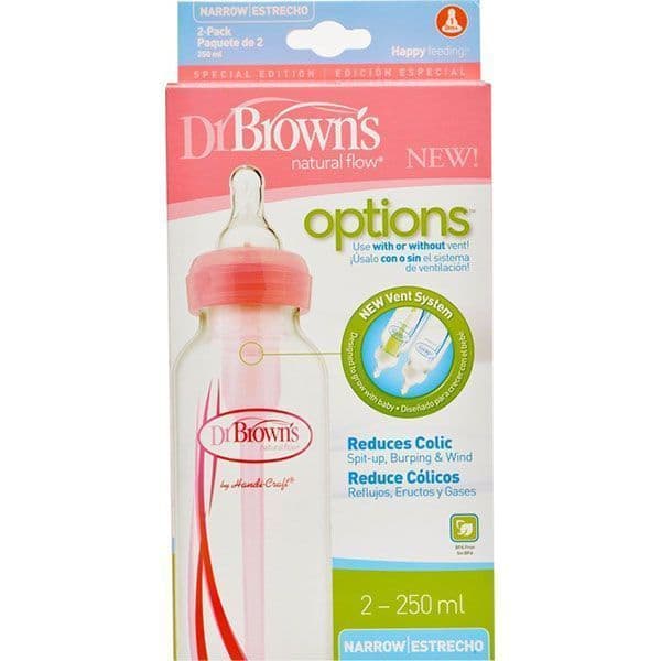 شیشه شیر طلقی 250 میل 2 عددی صورتی دکتر بروان «Dr Browns» — تصویر ۲