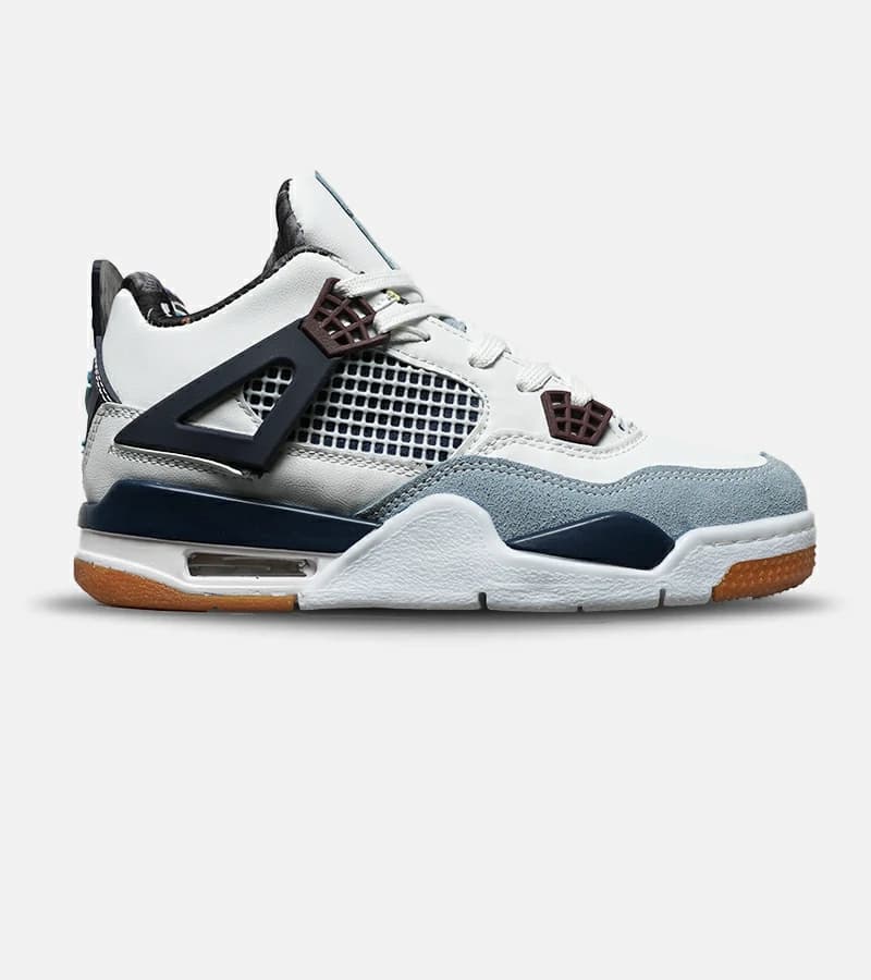 کتانی ساقدار بزرگ پا سفید آبی Nike air jordan 4 مدل 8450