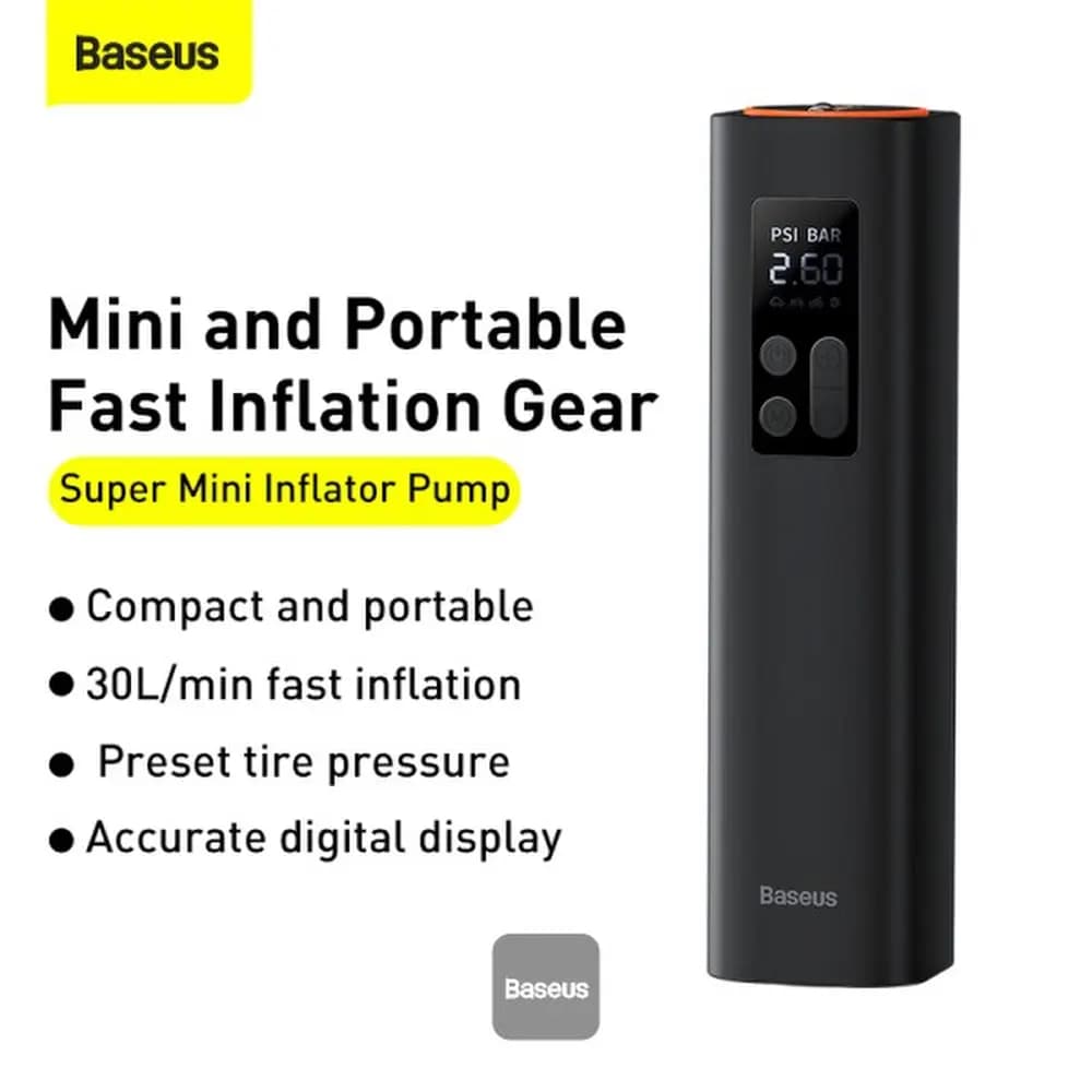 پمپ باد و چراغ‌قوه بیسوس مدل Baseus Super Mini Inflator Pump CRCQ00000 — تصویر ۳