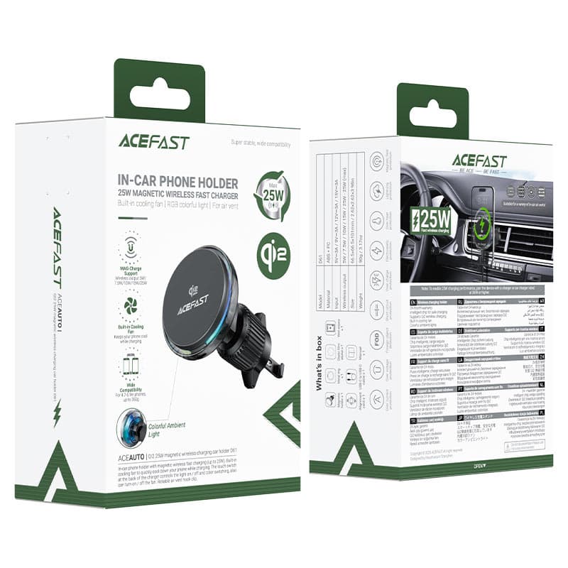 هولدر و شارژ وایرلس دریچه کولری ۲۵ وات هوشمند ایس فست ACEFAST D61 — تصویر ۸