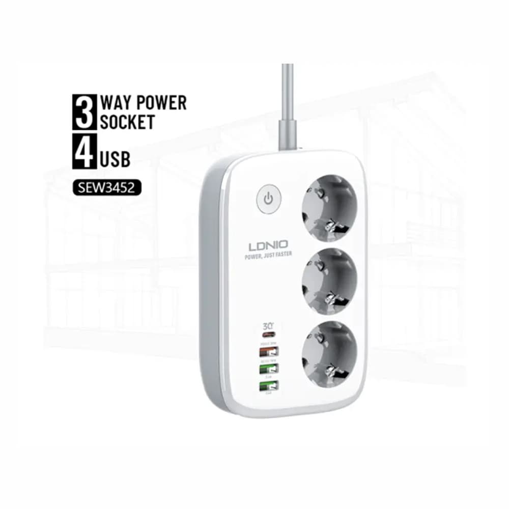 چند راهی برق و شارژر هوشمند 4 پورت الدنیو Ldnio SEW3452 — تصویر ۱۰