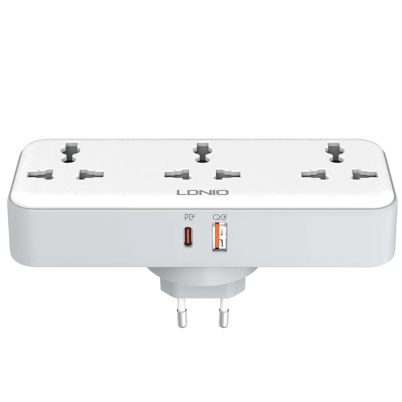 چندراهی برق دیواری 2500 وات 3 سوکت، یک USB و یک Type-C فست شارژ 30 وات الدنیو SC3317 — تصویر ۲