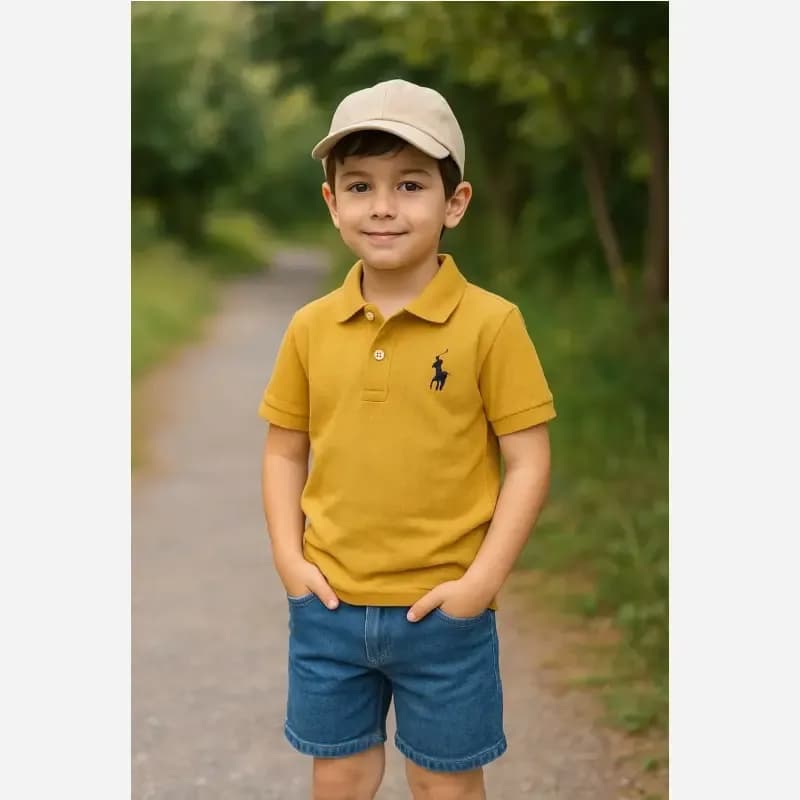 تیشرت یقه دار جودون پسرانه و دخترانه پنبه ای در 6 رنگ سایز 2 تا 12 سال — تصویر ۹