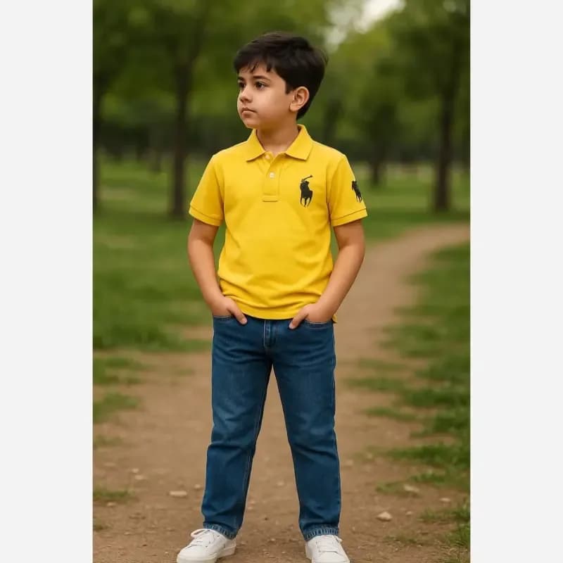 تیشرت یقه دار جودون پسرانه و دخترانه پنبه ای در 6 رنگ سایز 2 تا 12 سال — تصویر ۱۲