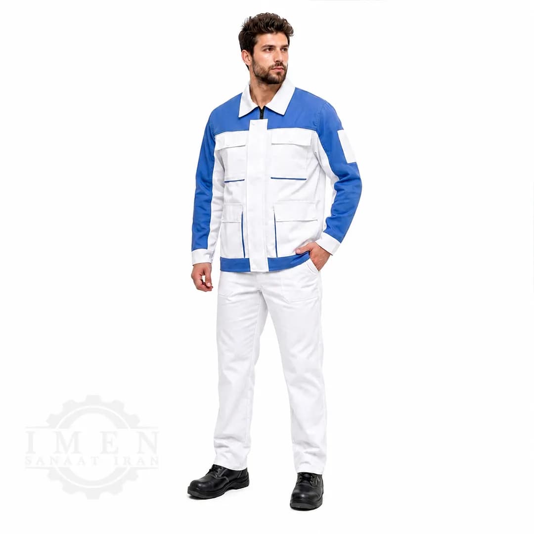 لباس کار کاپشن شلوار سفید آبی کد 595 — تصویر ۴