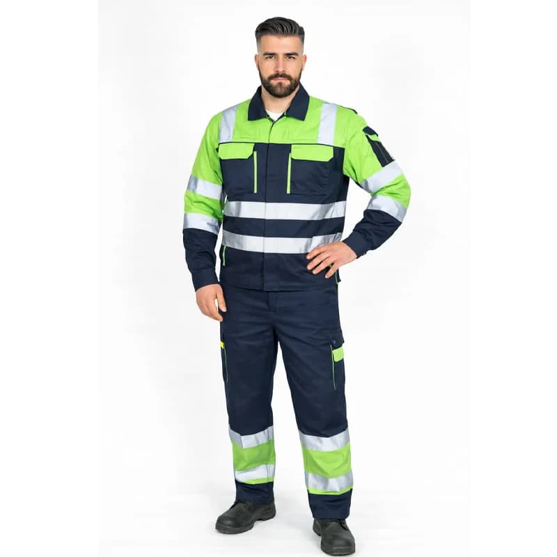 لباس کار کاپشن شلوار سفارشی شبرنگ دار با پارچه 30/70 کد 103