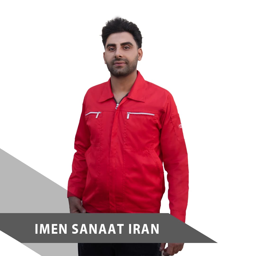 لباس کار صنعتی سفارشی قرمز رنگ کد 853 — تصویر ۲