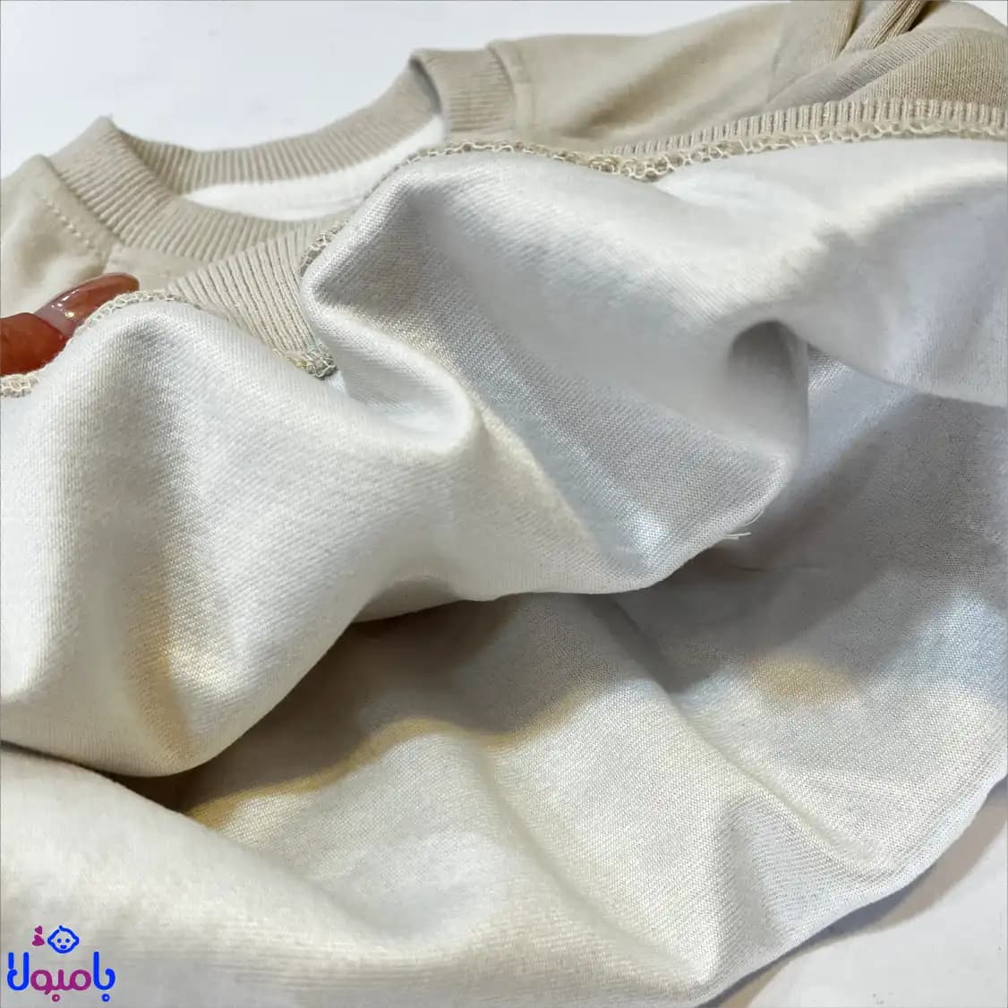 ست بلوز و شلوار پاییزه مخمل کرم- وارداتی 3تا18ماهگی — تصویر ۷