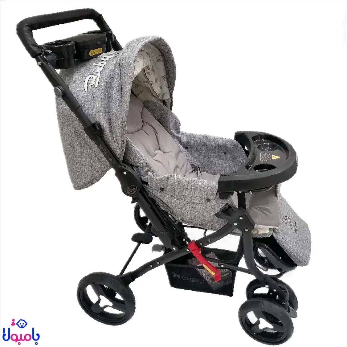 سرویس کالسکه و کریر به همراه کیف مادر baby band طوسی — تصویر ۲