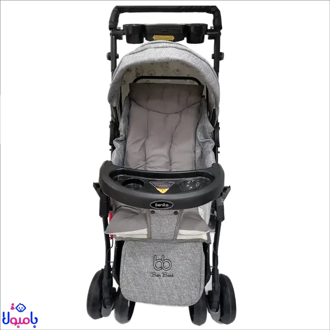 سرویس کالسکه و کریر به همراه کیف مادر baby band طوسی — تصویر ۵