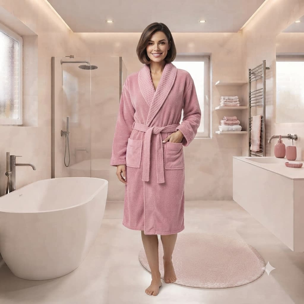 حوله پالتویی Clarins صورتی سایز L — تصویر ۲