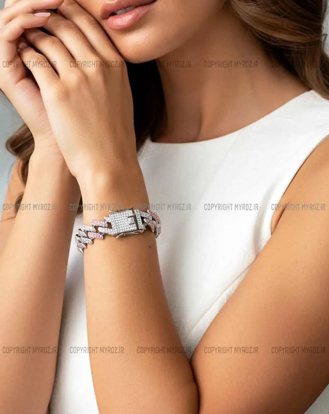 دستبند استیل زنانه کارتیه CARTIER مدل فول نگین کد 2731 — تصویر ۲