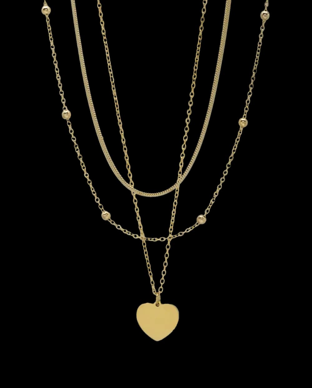 گردنبند سه لاین استیل زنانه مدل قلب کد 2728 — تصویر ۴