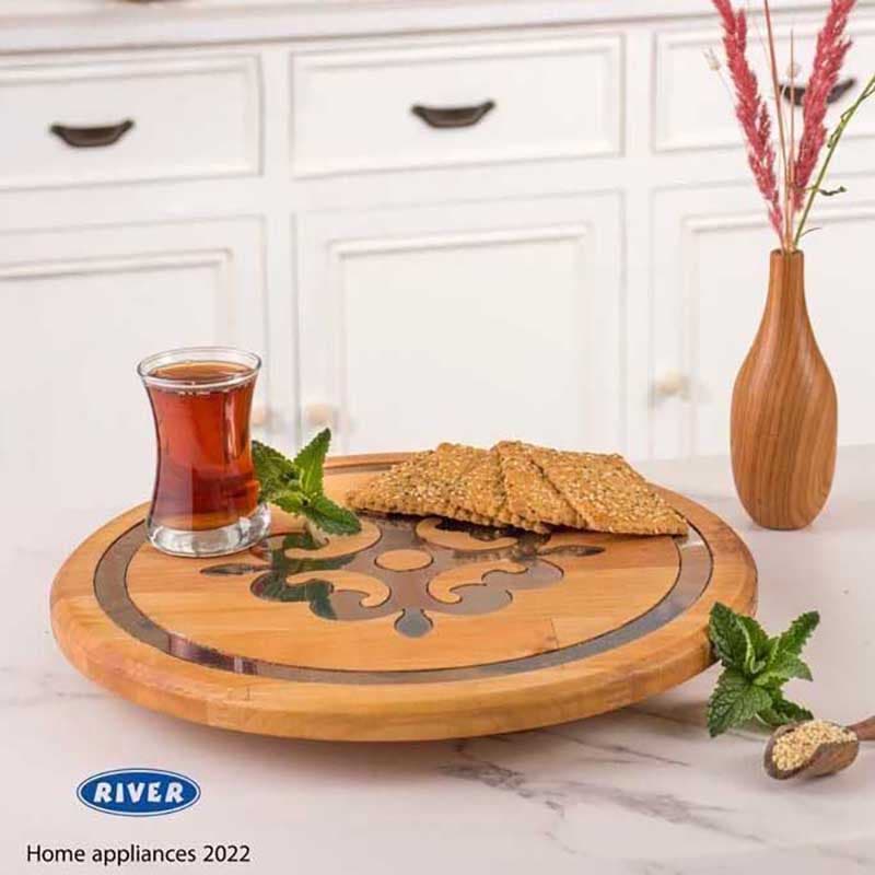 سینی پذیرایی چرخان چوبی ریور کد 5916 — تصویر ۹