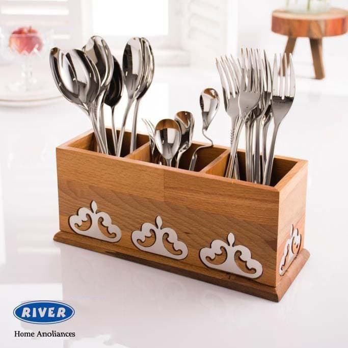 جا قاشقی چوبی 3 خانه ریور کد 5914 — تصویر ۲