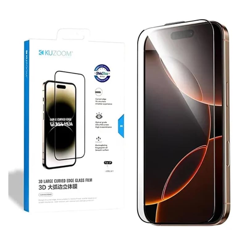 محافظ صفحه نمایش توری دار آنتی استاتیک KuZoom مدل 3D Curved مناسب برای آیفون iPhone 17 ProMax