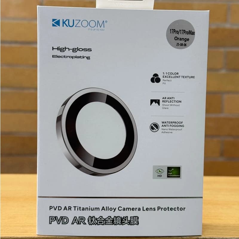 محافظ لنز دوربین رینگی مدل PVD AR Titanium برند KUZOOM مناسب برای گوشی iPhone 17 Pro/17 Promax (جدید) — تصویر ۱۲