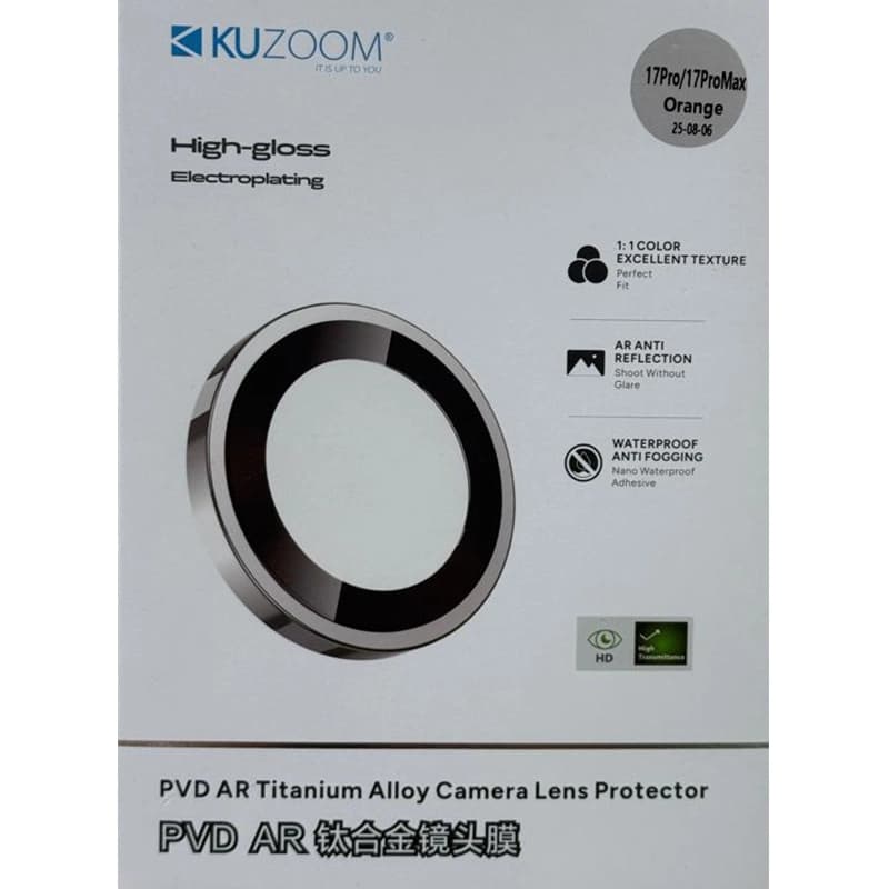 محافظ لنز دوربین رینگی مدل PVD AR Titanium برند KUZOOM مناسب برای گوشی iPhone 17 Pro/17 Promax (جدید) — تصویر ۷
