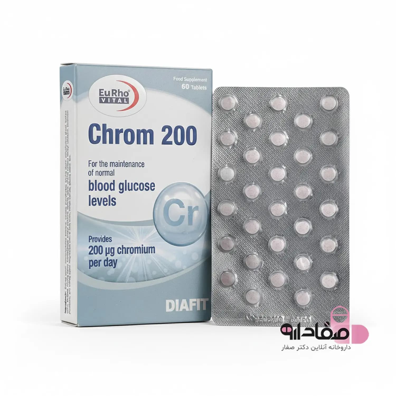 قرص کروم 200 میکروگرم یوروویتال بسته 60 عددی | Chrom 200 mcg – Eurho Vital