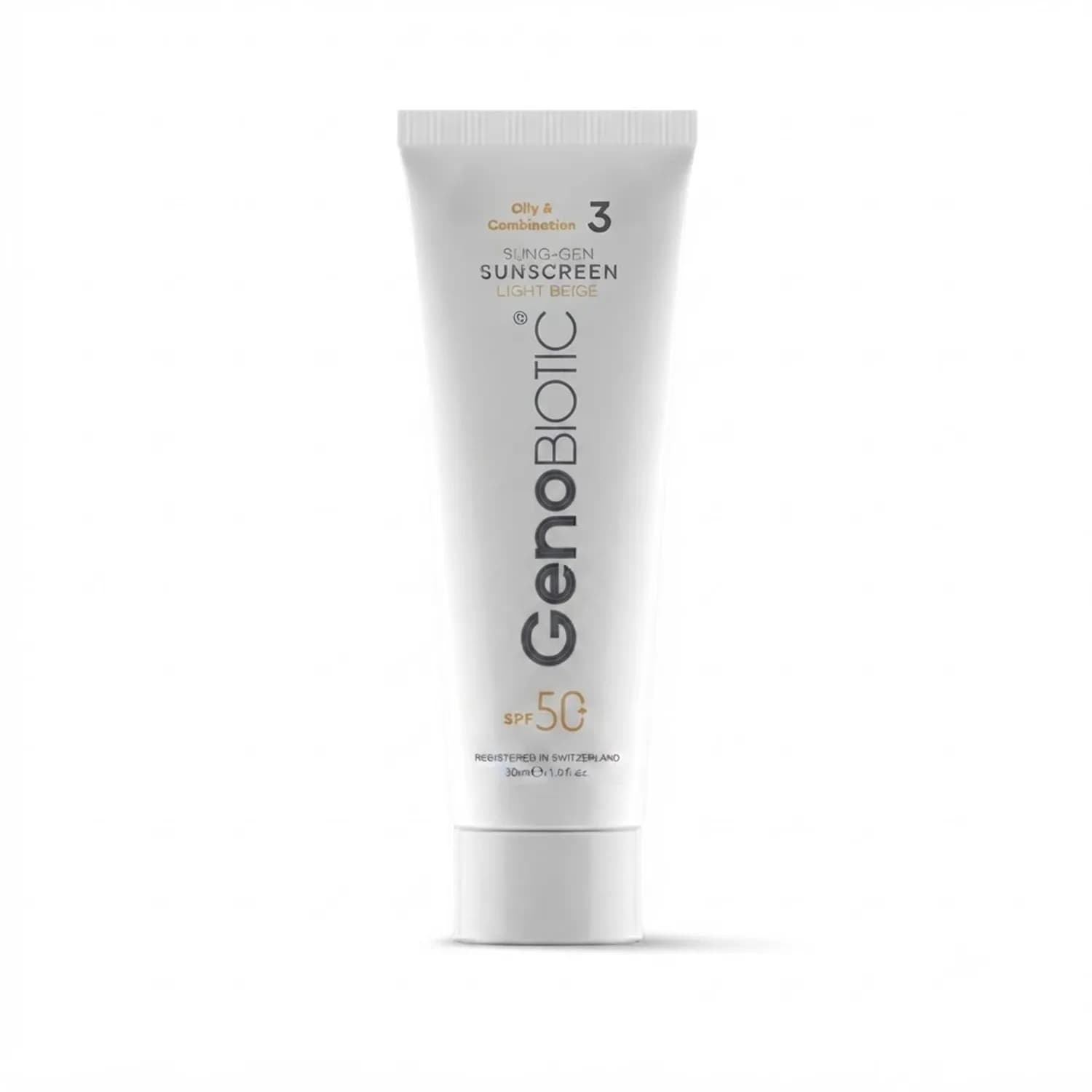 کرم ضدآفتاب SPF 50 بژ طبیعی ژنوبایوتیک ۵۰ میلی‌لیتر | Genobiotic Sunscreen SPF 50 Natural Beige 50 ml — تصویر ۲