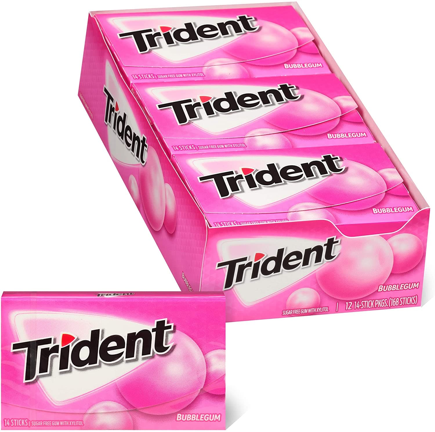 بسته 12 عددی آدامس تریدنت بادکنکی Trident Bubblegum — تصویر ۲