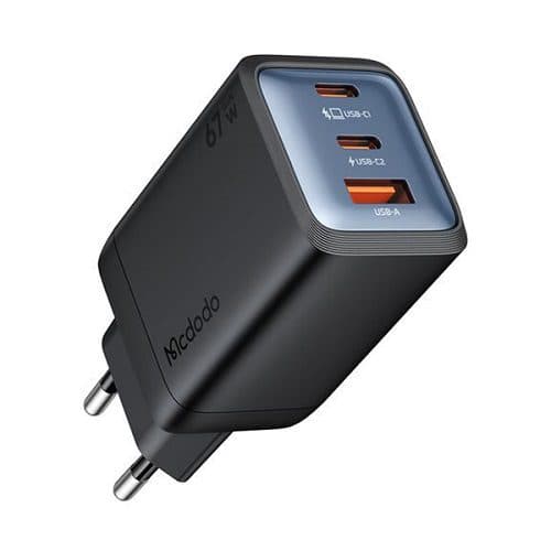 شارژر دیواری 67 وات مک دودو مدل mcdodo CH-0970 با 2 خروجی USB-C و 1 خروجی USB-A — تصویر ۷