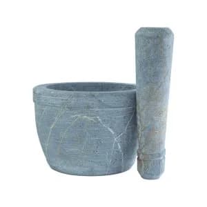 هاون سنگی خاکستری با دسته
