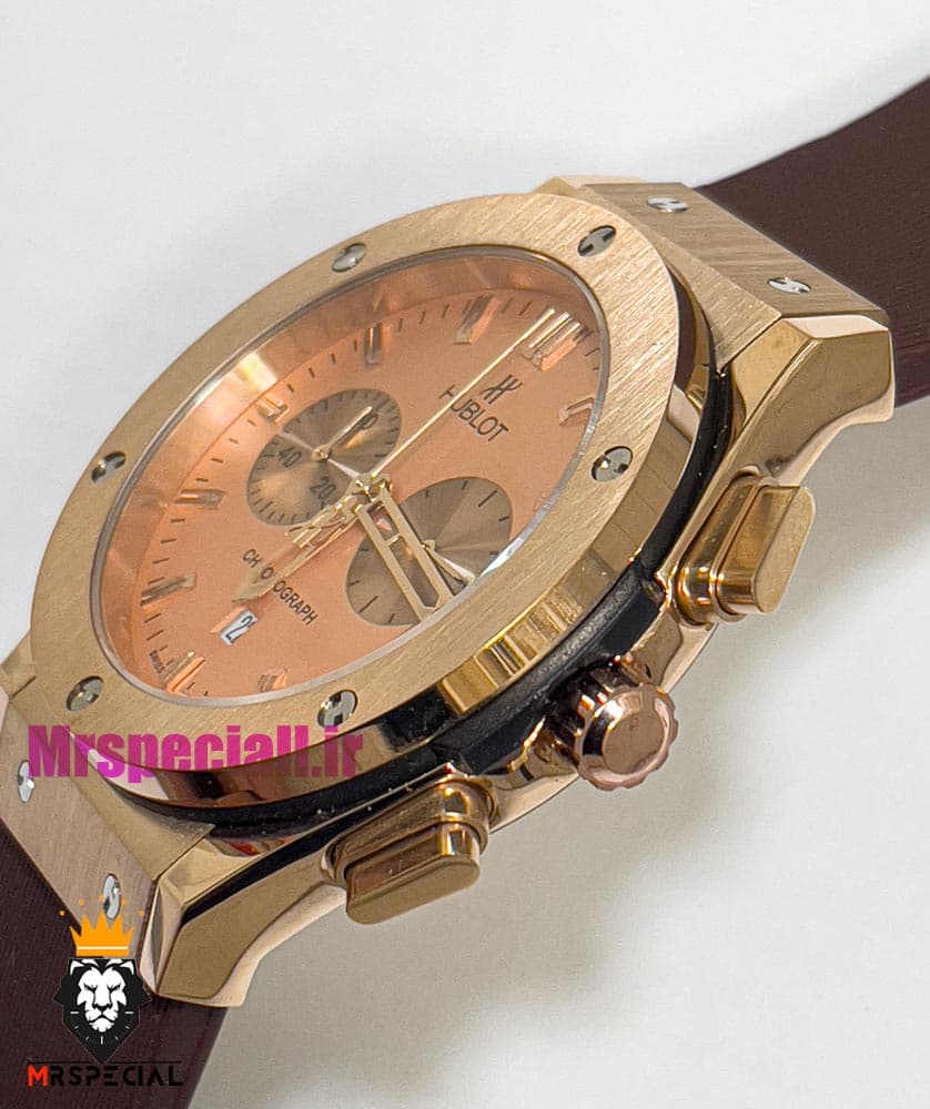 ساعت هابلوت مردانه بیگ بنگ کرنوگراف رزگلد بند رابر قهوه ای صفحه رزگلد 021075 HUBLOT BIG BANG — تصویر ۵