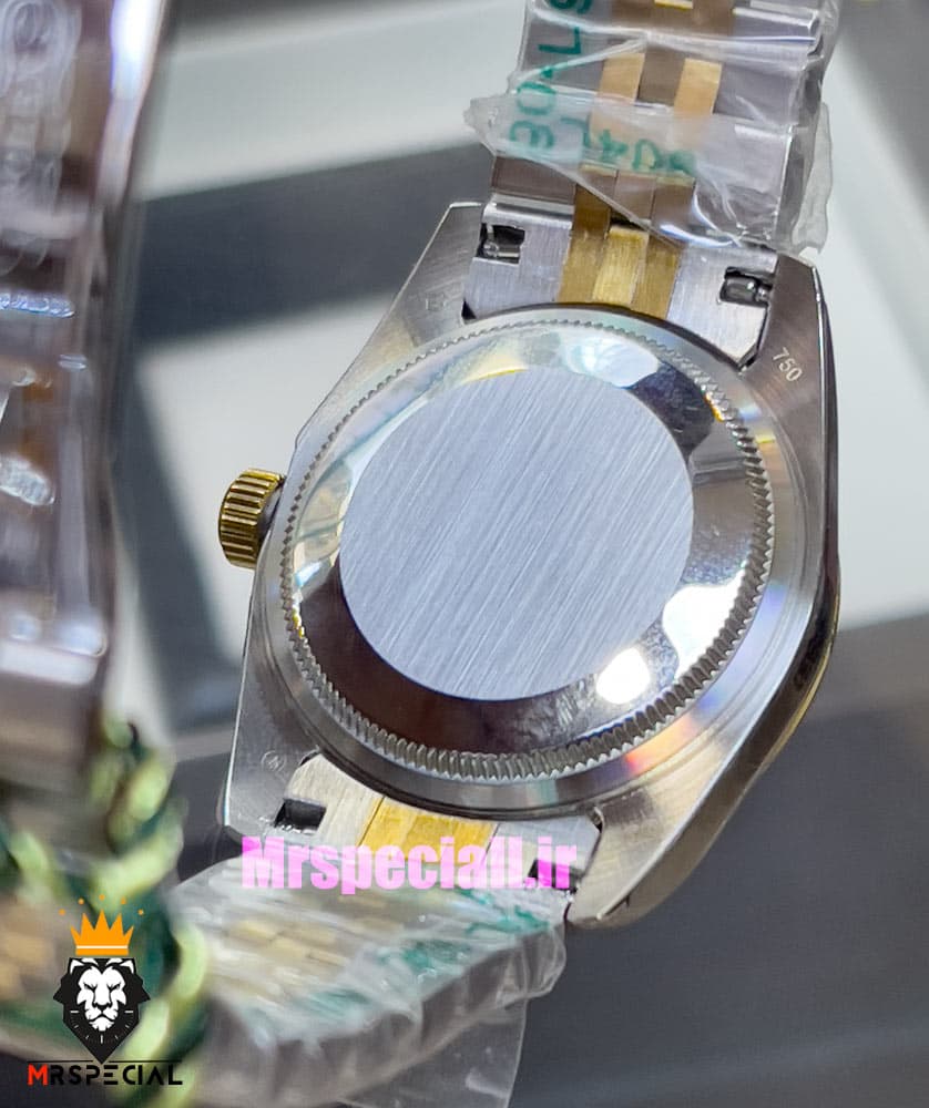 ساعت زنانه رولکس ویمبلدون اتوماتیک دورنگ طلایی صفحه طوسی 021072 ROLEX DATEJUST WIMBELDON — تصویر ۱۱