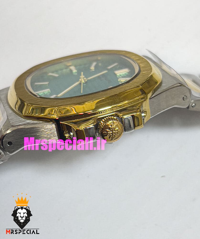 ساعت پتک فیلیپ مردانه ناتیلوس کوارتز دورنگ طلایی صفحه تیفانی Patek Philippe NUATILOS 021055 — تصویر ۱۱