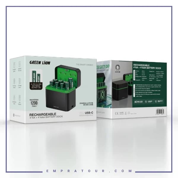 داک باتری قلمی و نیم قلمی قابل شارژ گرین لاین GNRB4A43APBK — تصویر ۴